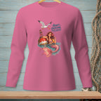 Pink long-sleeve shirt with mermaid and text: "Adapt. Overcome. Order Another."