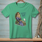 Green t-shirt featuring a mermaid with a purple tail and text "Respectfully, Get Your Own."