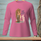 Pink long-sleeve shirt with a mermaid illustration and text "BAD? THIS TOOK ALL TIDE."