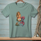 Mermaid sitting on a buoy with text "Convince Me." beside a crab.