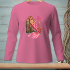 Pink long sleeve shirt with a mermaid, octopus, and text "NO NOTES".