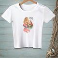 White t-shirt with a mermaid, lobster, and text "YOU DID A THING."