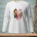 Long-sleeve white shirt with a mermaid, lobster, and bucket of oysters, featuring text "THINK BIGGER".