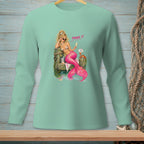 Mermaid with pink tail holding champagne glass, text PROVE IT.