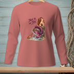 Mermaid with text "Talk to the tail" sitting on a rock with a crab.