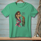 Mermaid with lobster on a post with text "I believe in your potential."