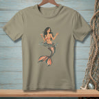 T-shirt with a mermaid holding a cocktail and text "HARD PASS".