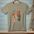 Mermaid and octopus with signs, "I'll take the drink."