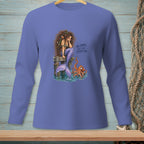 Mermaid with long hair on a dock with an octopus and text "Oh, honey, that's not enough comb."