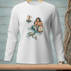 Mermaid with a buoy that reads "Low Tide, High Standards" and a man on a raft.