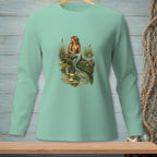 Mermaid in a canoe with water lilies and reeds, text "Taking The Scenic Route."