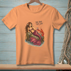 Mermaid with lobster and drink, text "THE BAR WAS LOW"