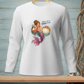 Mermaid and pufferfish graphic with text "That's a lot of drama per inch."