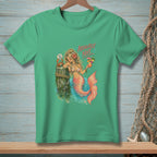 Mermaid with cocktail and crab on a post, with text "Absolutely Not".