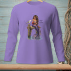 Mermaid on a pier with a seagull, holding a crab and text "Manage Your Expectations."