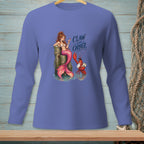 Mermaid with cocktail and lobster in suit with text "Claw and Order".