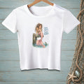 White t-shirt with mermaid graphic and "Sea Salt Zero Regrets" text.