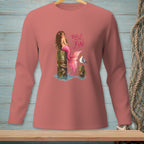 Pink mermaid with "Tell it to my Fin" text and a seagull on wooden posts.