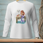 Mermaid on dock with crab, saying "Put that anywhere else."