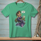 Mermaid sits on a rock with a drink, a crab reads, "Be the bigger person."