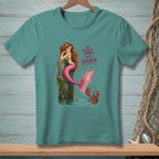 Mermaid with pink tail sits on a post with a lobster and text: "The Tail Has Spoken."