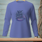 Long-sleeve shirt with "Not Today Land People" and a mermaid tail graphic.