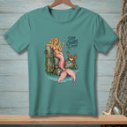 Mermaid with pink tail and crab holding a drink, text "Stay Crabby, My Friend."