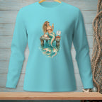 Mermaid with cocktail on dock, text reads "Share the Space".