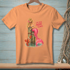 Mermaid on a post with lobster and text "USE YOUR INSIDE CLAWS."