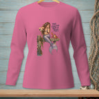 Pink long-sleeve shirt with mermaid, crab, and text: "This Could've Been a Text."