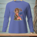 Mermaid with flowing hair sitting on a rock, holding a drink. Text reads: Mermaid Hair Enter At Your Own Risk.