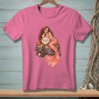 Pink t-shirt with a mermaid sitting on a rock holding a "Thank You For Noticing" sign.