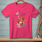 Pink t-shirt with mermaid, buoy, drinks, and seagull design. Text says "I PLAN FOR NONSENSE."