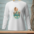 Illustration of a mermaid sitting on a dock with a drink, text reads "SHARE THE SPACE."