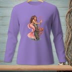 Mermaid and octopus illustration with text "JUST CONFIRMING" on a purple shirt.
