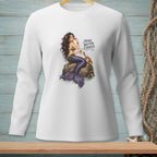 White long sleeve shirt with a mermaid and crab graphic reading "Make Better Choices."
