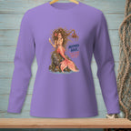 Purple long-sleeve shirt with mermaid illustration and "Mermaid Hair" text.