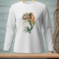 Mermaid with bouquet, wine bottle, and bread on white long-sleeve shirt with "I Got This."