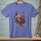 Mermaid with lobster and martini glass, with text "AND?".