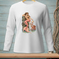 Mermaid with octopus sits on a dock, holding a seashell.