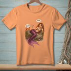 Illustration of a mermaid with a drink and a crab saying "Be More Approachable."