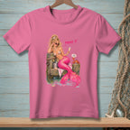 Pink t-shirt featuring a mermaid with a pink tail, holding a glass, and text "PROVE IT."