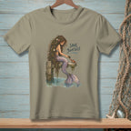 T-shirt with illustration of mermaid brushing a crab, with text "SAVE YOURSELF."