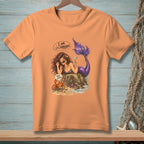 Mermaid with purple tail and martini, crab saying "Watch your attitude."