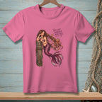 Pink t-shirt with mermaid, octopus, and text "You got yourself into this."