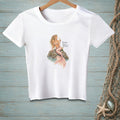 White t-shirt with a mermaid illustration and the text "Sharing Wasn't Mentioned."