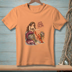 Mermaid sitting on rock with lobster holding flowers. Text reads "Let's Finish the Job."