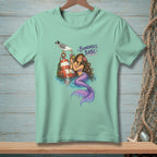 Mermaid with a cocktail and seagull on a buoy, with text "Boundaries, Babe".
