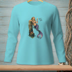 Teal long-sleeve shirt featuring a mermaid with a champagne glass and text "Should've Planned Better".