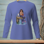 Mermaid on pier with seagull, holding heart shape, text "Manage Your Expectations."
